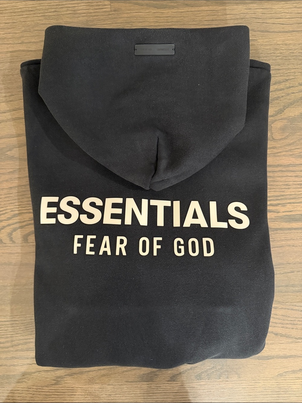 Essentials Fear of God Black Hoodie with White Logo